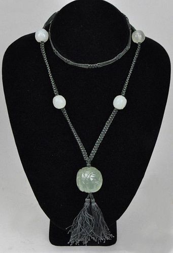 CHINESE CARVED JADE/HARDSTONE NECKLACE1"