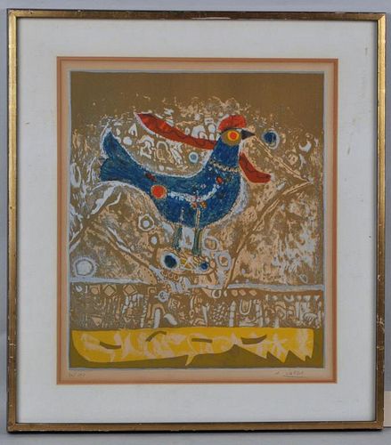 AUGUSTIN UBEDA LITHOGRAPH OF BIRD Spanish  382d9a
