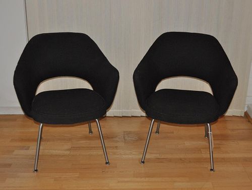 PAIR MCM UPHOLSTERED TUB CHAIRSblack 382dd1