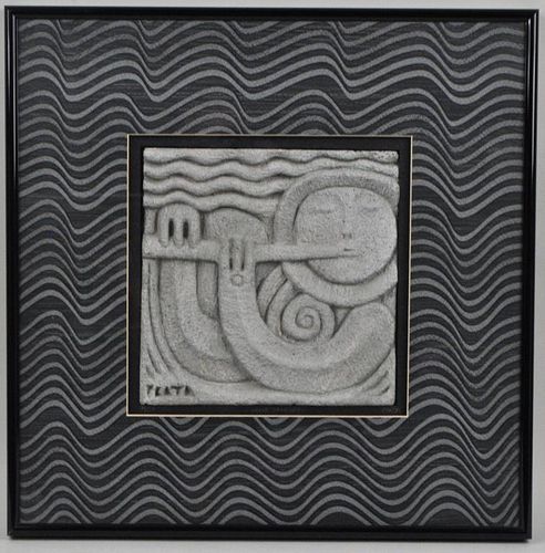 RALPH PRATA FRAMED CEMENT SCULPTURE Wind 382dd9