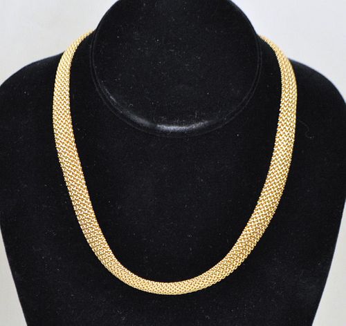 TIFFANY & CO. 18K GOLD MESH NECKLACE1/2"