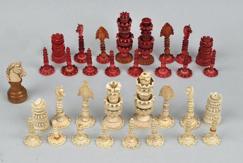 CARVED INDIAN CHESS SETLargest  382e36