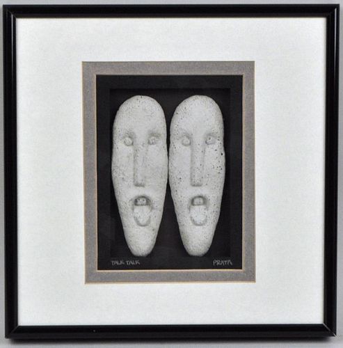 RALPH PRATA, FRAMED CEMENT SCULPTURE"Talk