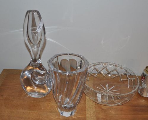 TWO CRYSTAL VASES & BOWLcomprising
