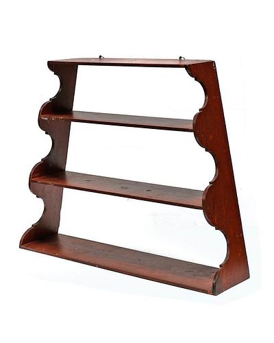 AMERICAN STAINED PINE WALL SHELF.19th