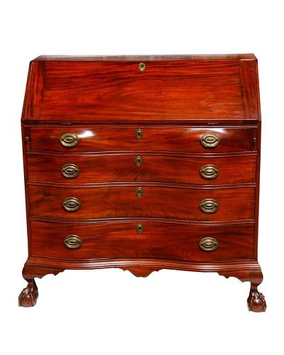 CHIPPENDALE MAHOGANY INLAID OXBOW FRONT 382e6e