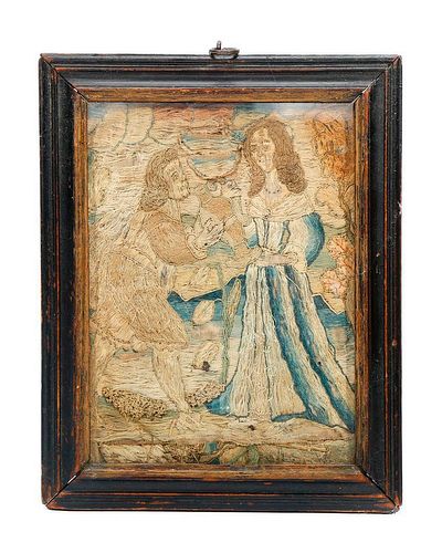 ENGLISH SILK NEEDLEWORK PICTURE Late 382e7c