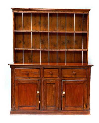 ENGLISH PINE STEP BACK CUPBOARD 19th 382e92