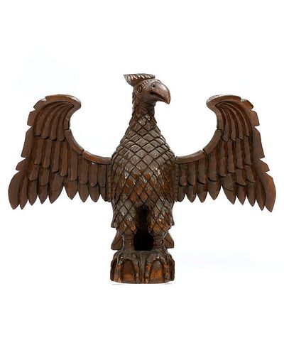 CARVED AND STAINED WOOD EAGLE FIGURE.20th