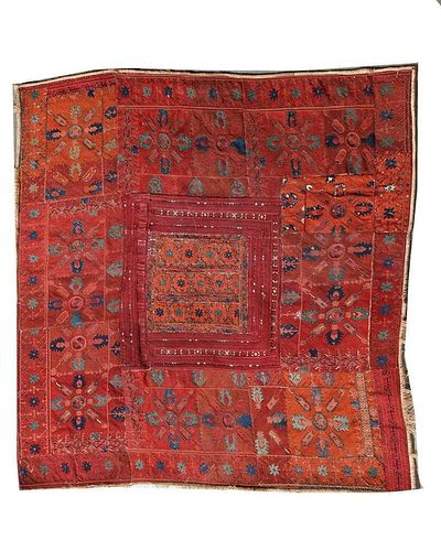 A BALKAN WOVEN TEXTILE 37in x 37in  382ebb