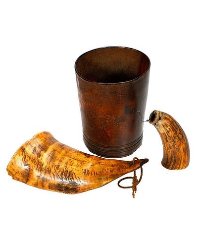 HORN CUP, WITH OTHER IMPLEMENTS.The