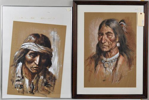 2 DIEGO VOCI TEMPERA ON PAPER INDIANER  382ee1