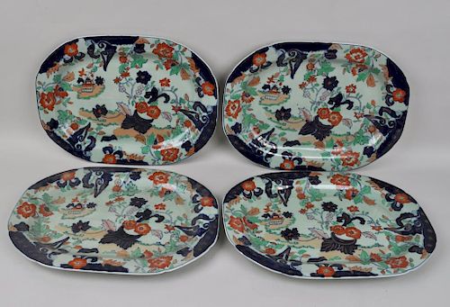 FOUR IMARI PALETTE IRONSTONE PLATTERSset