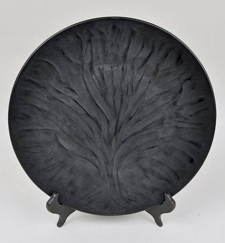 LALIQUE BLACK GLASS CHARGERwith