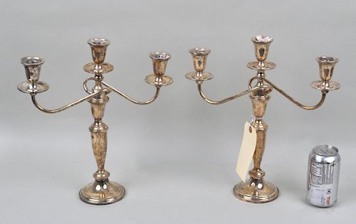 PAIR STERLING WEIGHTED THREE LIGHT