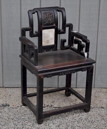 CHINESE CARVED WOOD ARM CHAIRwith