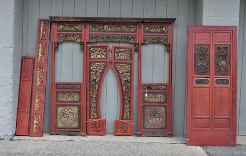 CHINESE RED LACQUER CARVED GILT 382f96