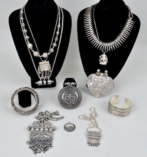 GROUP INDIAN/NEPALESE SILVER JEWELRYcomprising
