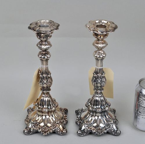 PAIR POSSIBLY RUSSIAN SILVER CANDLESTICKSunmarked  382fc1