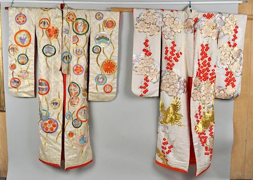 TWO JAPANESE EMBROIDERED WEDDING 382fdb