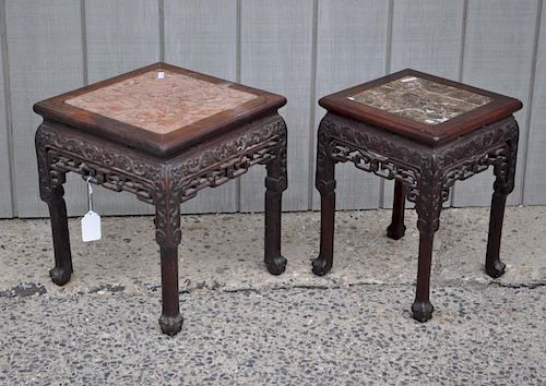 TWO CHINESE CARVED M T LOW STANDSeach 382ffd