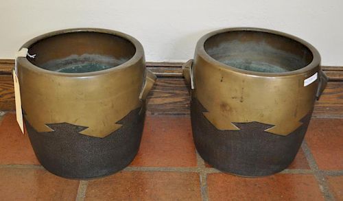 PAIR JAPANESE BRONZE CACHEPOTSwith