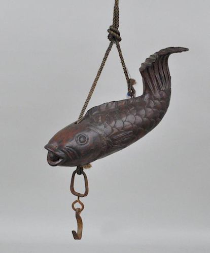 JAPANESE CARVED HARDWOOD CARP FORM 383013