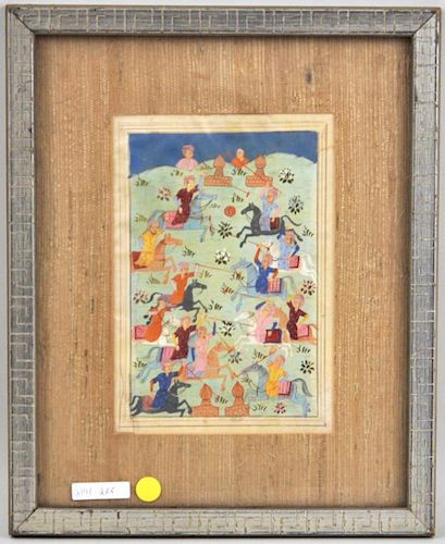 FRAMED PERSIAN MINIATURE BATTLE 38303b