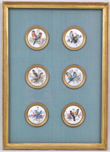 GROUP SIX FRAMED LIMOGES BIRD PLAQUESnot