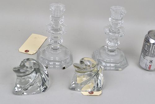 TWO PAIR CRYSTAL CANDLESTICKScomprising