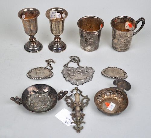 GROUP OF TEN SILVER & PLATE ITEMScomprising