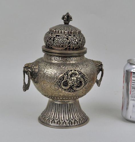 NEPALESE GERMAN SILVER CENSERmarked