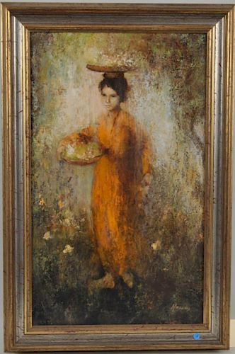 HOSKINS, YOUNG GIRL WITH FLOWERS