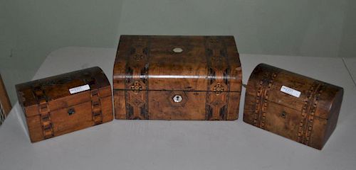 GROUP THREE INLAID DOME TOP BOXEScomprising 38309c