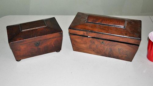 TWO ENGLISH SARCOPHAGUS FORM MAHOGANY 3830c0