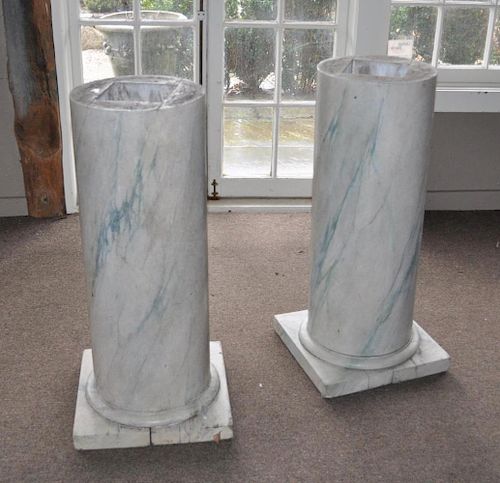 PAIR WOOD FAUX MARBLE COLUMN FORM