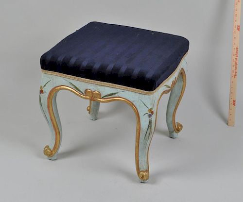 LOUIS XV STYLE PAINTED & GILT FOOTSTOOLparcel