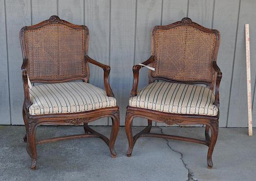 PAIR LOUIS XV STYLE CARVED WALNUT 3830e3