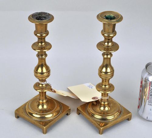 PAIR CONTINENTAL BRASS CANDLESTICKS9 38313a