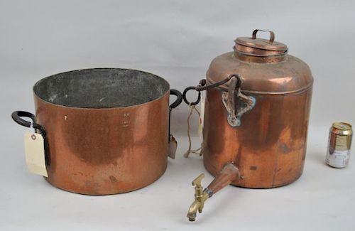 TWO ANTIQUE COPPER COOKING WARESlarge