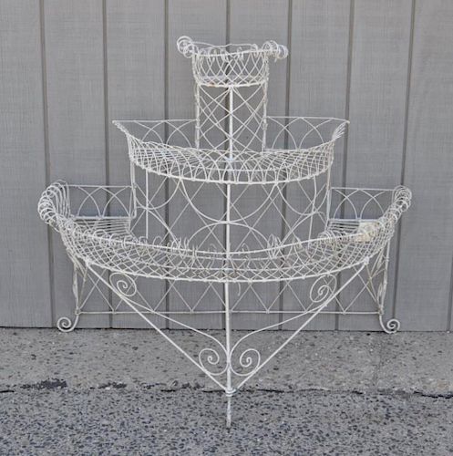 VICTORIAN PAINTED WIRE THREE TIER 38314d