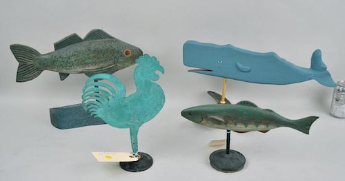 THREE CARVED PAINTED FISH COPPER 38317b