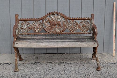 CAST IRON FIGURAL GARDEN BENCHthe