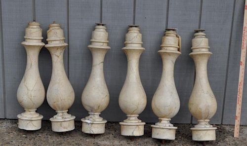 SIX PLASTER FAUX MARBLE BALUSTERSEach 38319b