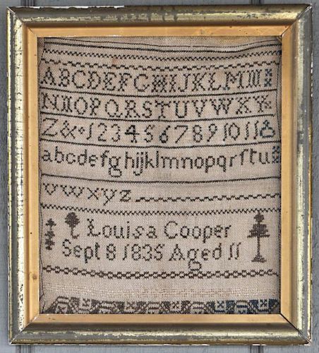 SMALL FRAMED SCHOOLGIRL'S NEEDLEWORK