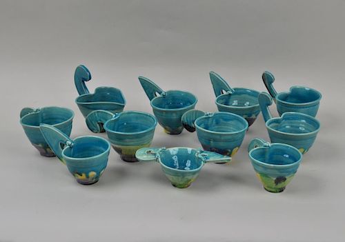 ELEVEN BETTY WOODMAN CERAMIC CUPS(American,