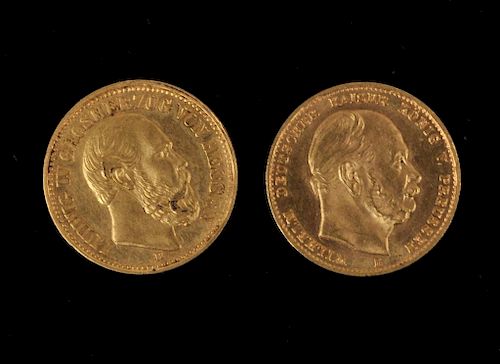 TWO GERMAN GOLD 10 MARK COINSWilhelm 3831e9