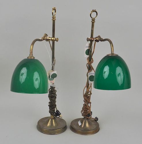 PAIR BRASS ADJUSTABLE STUDENT LAMPSwith 3831f7