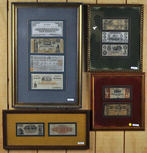 GROUP ELEVEN FRAMED PAPER CURRENCY CHECKSincluding 383204