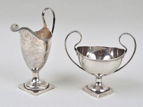 A COIN SILVER CREAMER & A STERLING